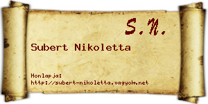 Subert Nikoletta névjegykártya